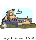 #17428 Taxi Driver With Missing Teeth Looking Back Over His Shoulder Clipart