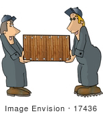 #17436 Moving Men Carrying A Wooden Box Clipart