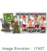 #17437 Football Team Discussing The Play Clipart