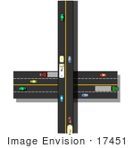 #17451 Traffic On Crossroads Highways Clipart