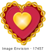 #17457 Chained Golden And Red Heart Clipart