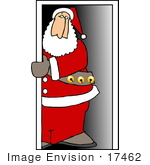 #17462 Santa Claus In A Doorway Clipart