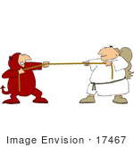#17467 Angel and Devil Playing Tug of War, Good vs Evil Clipart by DJArt