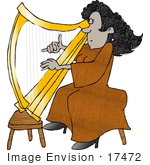 #17472 Female Playing A Golden Harp Clipart