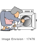 #17476 Woman Putting Clothes In A Dryer Clipart
