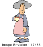 #17486 Elderly Woman Holding A Cup Of Coffee Clipart