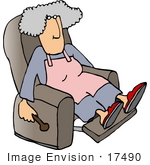#17490 Senior Woman In A Recliner Chair Clipart