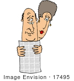 #17495 Middle Aged Caucasian Couple Reading A Newspaper Clipart