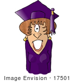 #17501 College Graduate Woman In Purple Gown Cap And Tassle Clipart