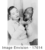 #17614 Picture Of Blues Singer Billie Holiday Holding An African American Statue