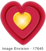 #17640 Gold And Pink Doily Valentines Day Heart Clipart