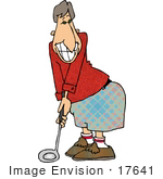 #17641 Caucasian Man With A Toothy Grin Golfing Clipart