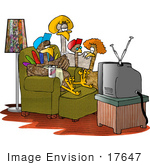 #17647 Turkey Bird Family Watching Tv In Their Living Room Clipart