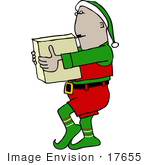 #17655 Santa’S Elf Carrying A Box Clipart