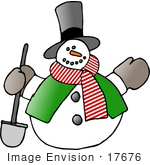 #17676 Frosty The Snowman With A Shovel Clipart