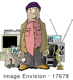 #17678 Robber Man Standing With A Stash Of Stolen Goods Clipart