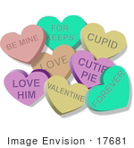 #17681 Worded Colorful Valentines Day Candy Hearts Clipart