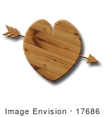 #17686 Arrow Through A Wooden Heart Clipart