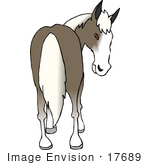 #17689 Gray Horse With White Hair Looking Back At Its Butt Clipart