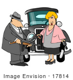 #17814 Bonnie Parker And Clyde Barrow With Guns Standing In Front Of A Getaway Car Bonnie And Clyde Clipart