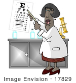 #17829 Female Optometrist Eye Doctor Giving A Vision Test With An Eye Chart Clipart