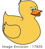 #17830 Toy Rubber Ducky With Blue Eyes Clipart