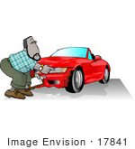 #17841 Car Insurance Man Investing A Claim On A Wrecked Sports Car Clipart