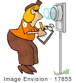 #17855 Woman Worker Checking An Electric Meter Reading Clipart