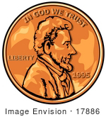 #17886 Abraham Lincoln On A Penny Clipart