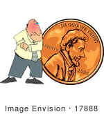 #17888 Cheapo Penny Pusher Man Clipart
