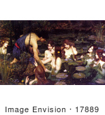 #17889 Picture Of A Man With Nude Women At A Pond Hylas And The Nymphs By John William Waterhouse