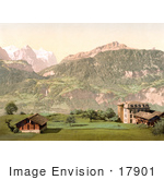 #17901 Picture Of The Hotel Alpbach Near Well And Wetterhorn Mountains Swiss Alps Bernese Oberland Switzerland