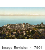 #17904 Picture Of The City Of Neuchatel On Neuchatel Lake Swiss Alps Switzerland