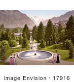 #17916 Picture Of Ladies Walking Around A Water Fountain Interlaken Kursall Bernese Oberland Switzerland