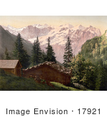 #17921 Picture Of A Barn And House Near Engstlenalp Pass Unterwald Switzerland