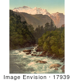 #17939 Picture Of Jungfrau Mountain And The Lutschine River Lauterbrunnen Valley Switzerland