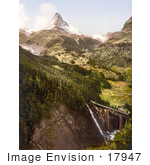 #17947 Picture Of Findelenbach Bridge With Matterhorn Mountain Valais Switzerland
