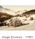 #17951 Picture Of Hotel Buildings In Snow In The Village Of Arosa Grisons Switzerland