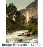 #17959 Picture Of Lutschine River And Staubbach Falls Lauterbrunnen Valley Bernese Oberland Switzerland