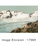 #17965 Picture Of Two Men On A Cliff By Concordia Hut Viewing The Swiss Alps Mountains Switzerland