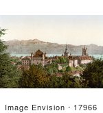 #17966 Picture Of The City Of Lausanne On Geneva Lake With A View Of The French Alps Mountains Switzerland