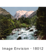 #18012 Picture Of The River Lutschinen And Wetterhorn Mountain Switzerland