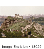 #18029 Picture Of People And Cows Near A Hotel Surrounded By Alps Mountains Kulm Liechtenstein Rigi Switzerland