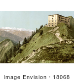#18068 Picture Of A Hotel On A Hill With A View Of Oberland Alps Mountains Rigi Switzerland