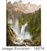 #18074 Picture Of A Waterfall Rosenlaui Weissbach And Englehorner Bernese Oberland Switzerland