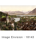 #18143 Photo Of The Village Of Thun On Aare River And Thun Lake Bernese Oberland Switzerland