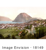 #18149 Photo Of Mont San Salvatore And The City Of Lugano On Lake Lugano In Ticino Tessin Switzerland