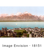 #18151 Photo Of The Savoy Mountains Sailboats And Montreux Geneva Lake Switzerland