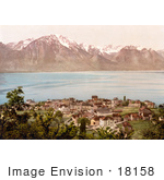 #18158 Photo Of The Village Of Montreux And The Savoy Mountains On Geneva Lake Switzerland