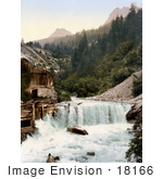 #18166 Photo Of A Building By A Waterfall Tarasp Lower Engadine Grisons Switzerland
